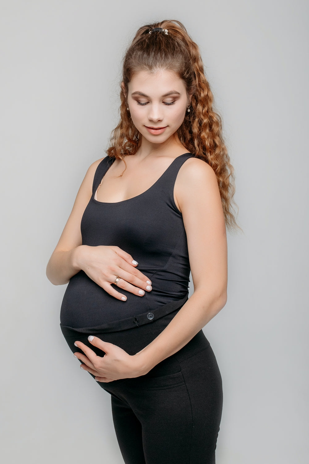 Леггинсы для беременных на микрофлисе 631 black