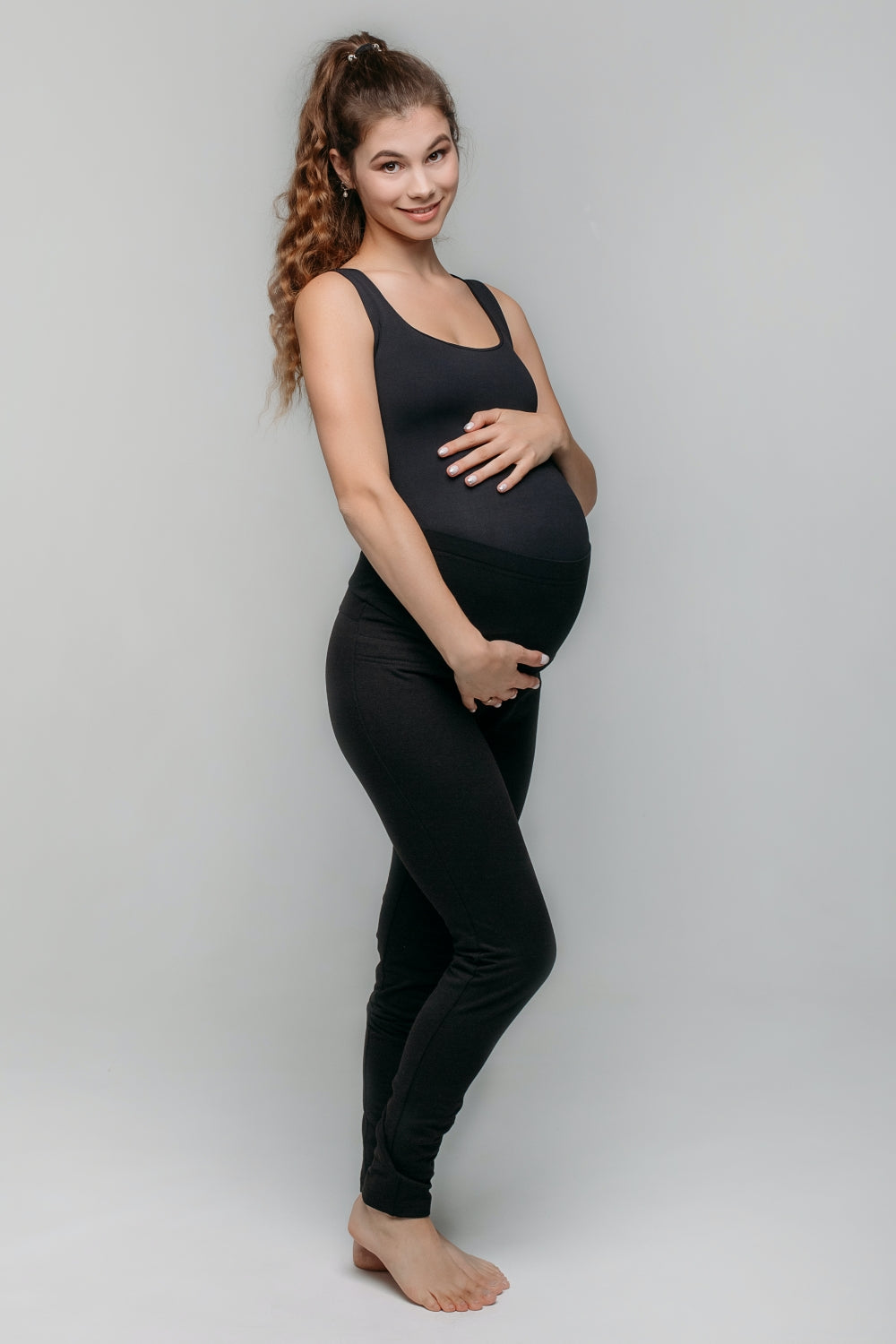 Леггинсы для беременных на микрофлисе 631 black