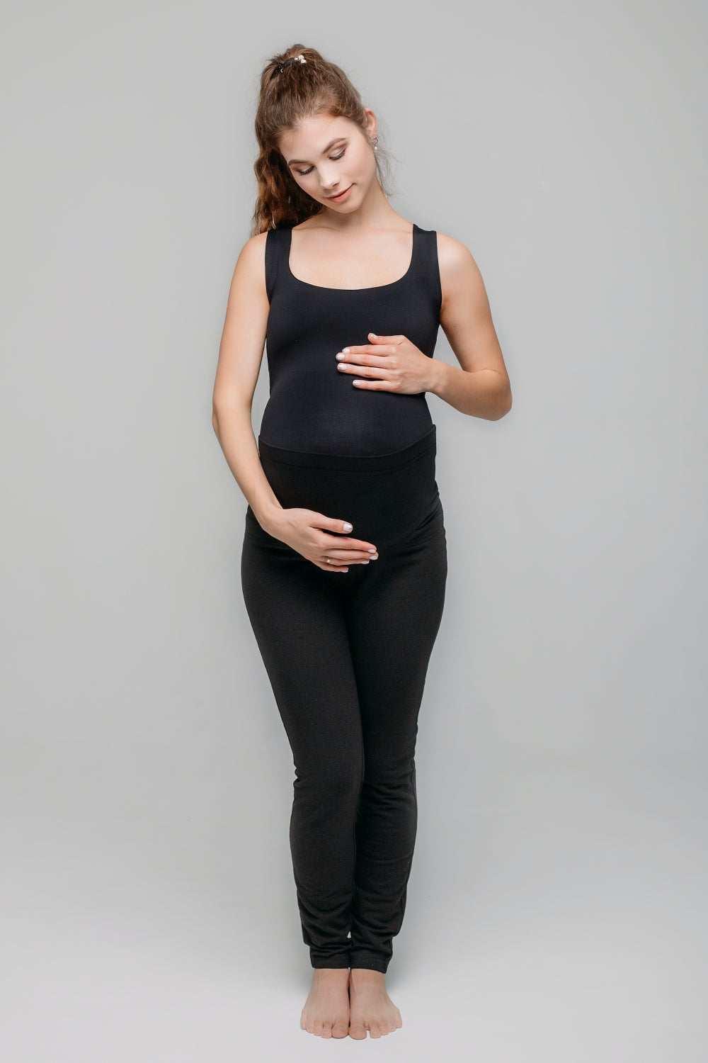 Леггинсы для беременных на микрофлисе 631 black