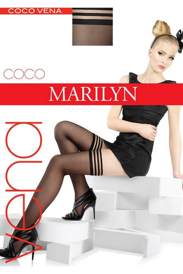 Чулки с гладкой полосатой коронкой Coco Vena 15d