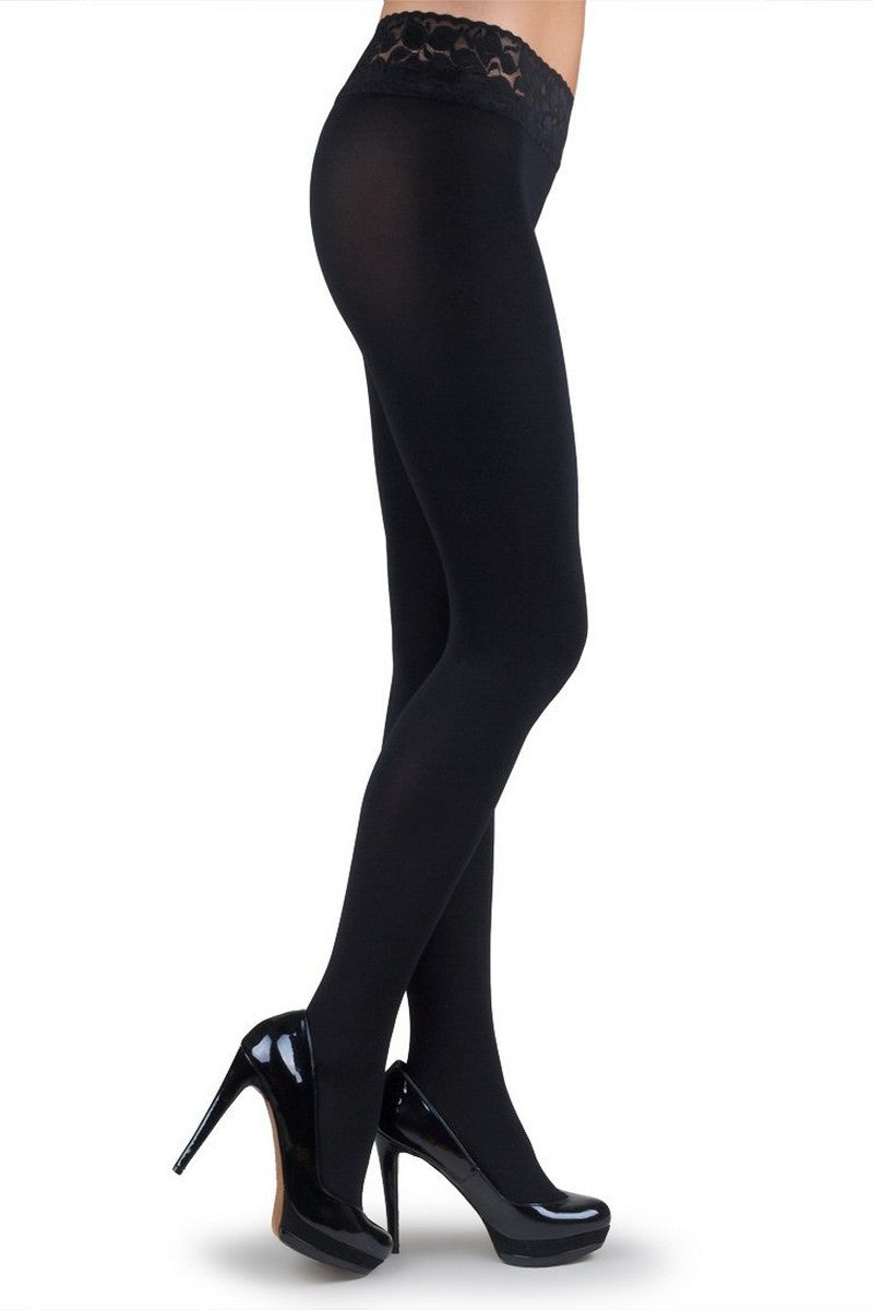 Плотные колготки с кружевным заниженным поясом Erotic Vita Bassa 100den
