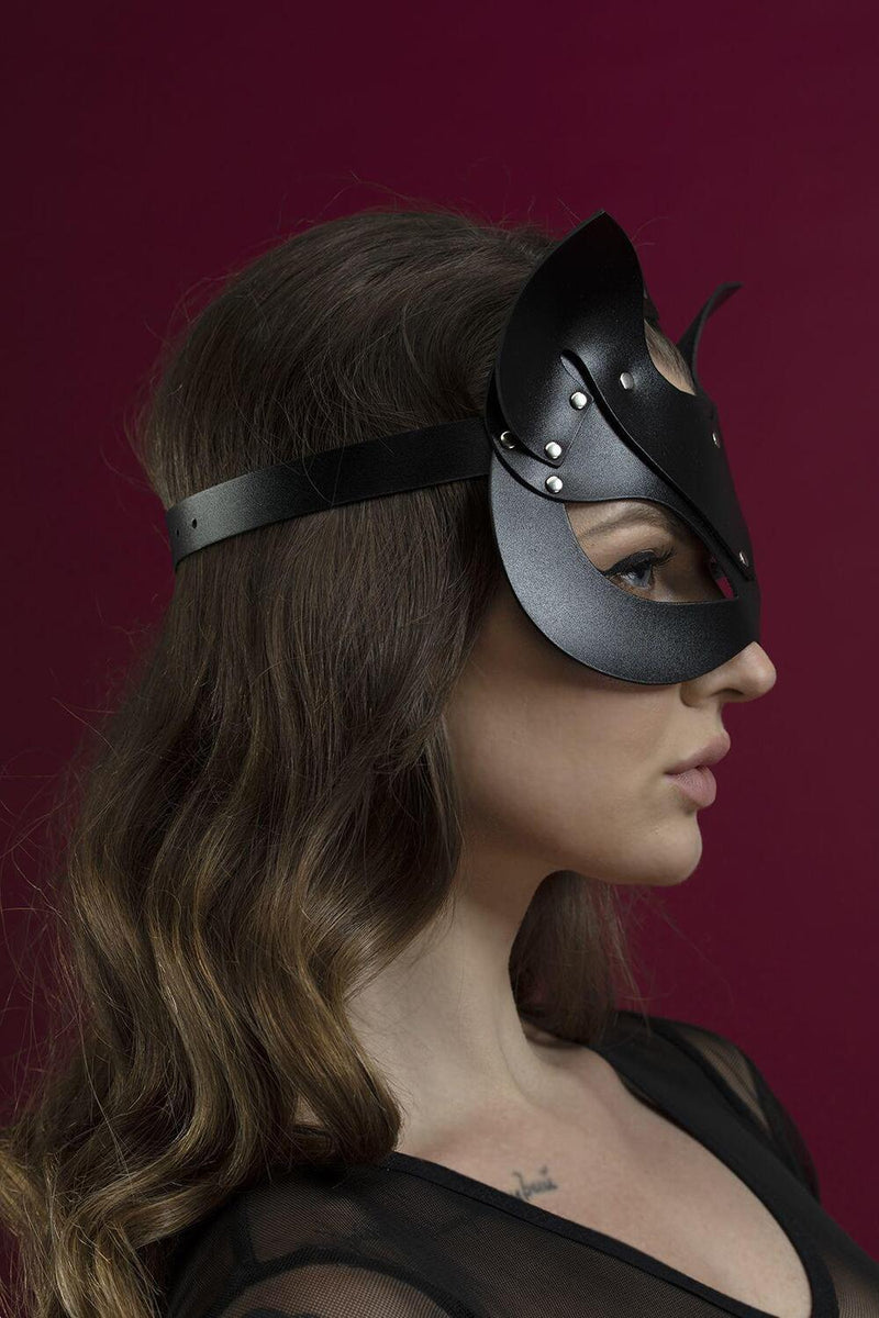 Кожаная маска кошки Catwoman mask black