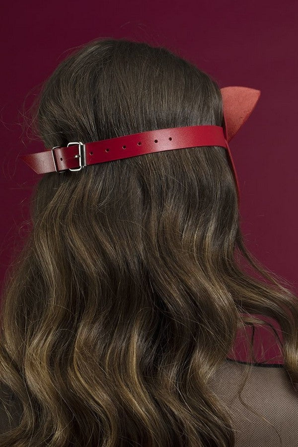 Кожаная маска кошки Catwoman mask red