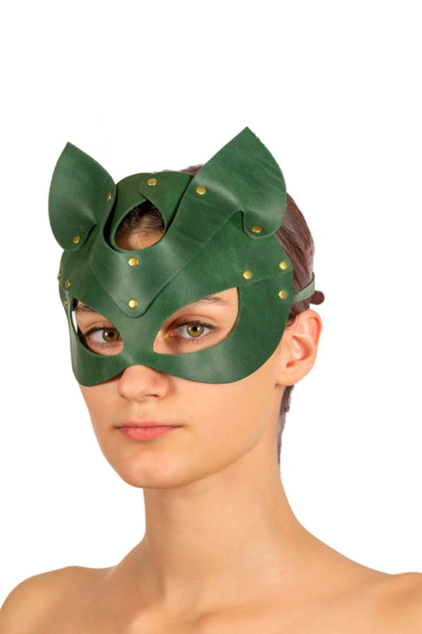 Кожаная маска с заклепками Lovecraft green