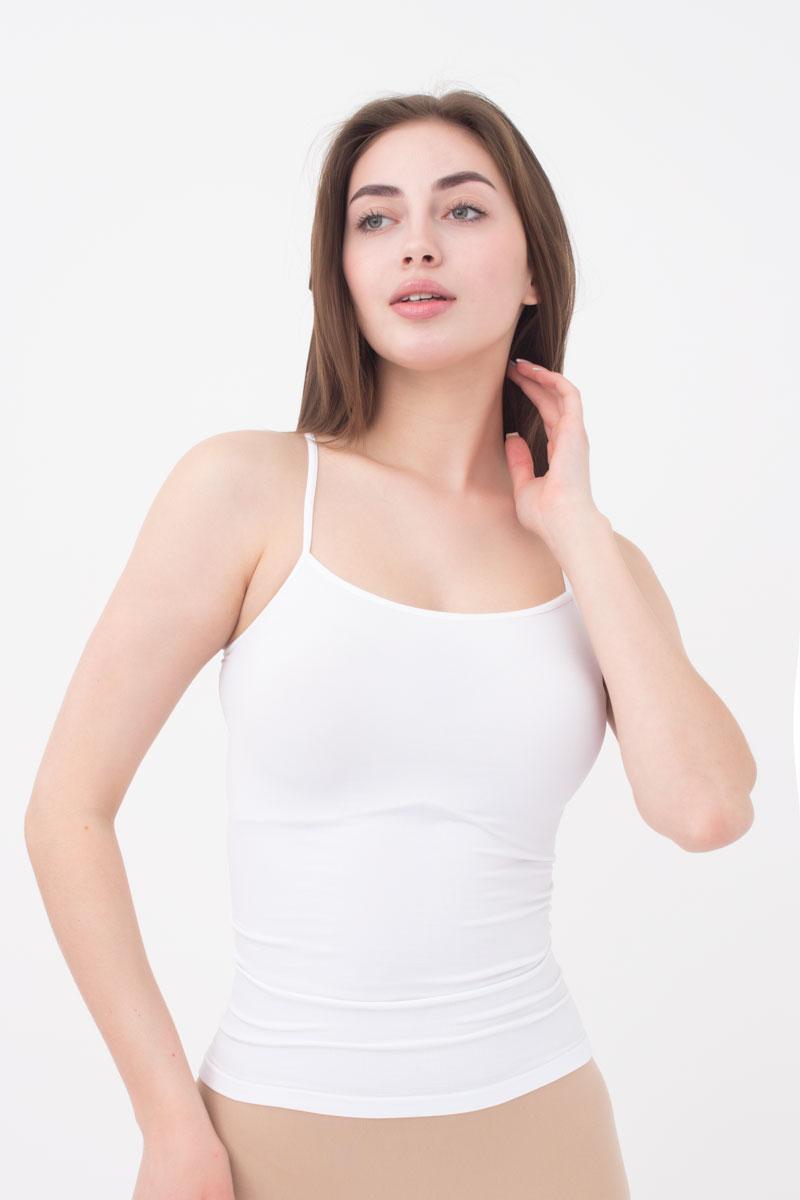 Бесшовная майка на тонких бретелях 1009615 Camisole white