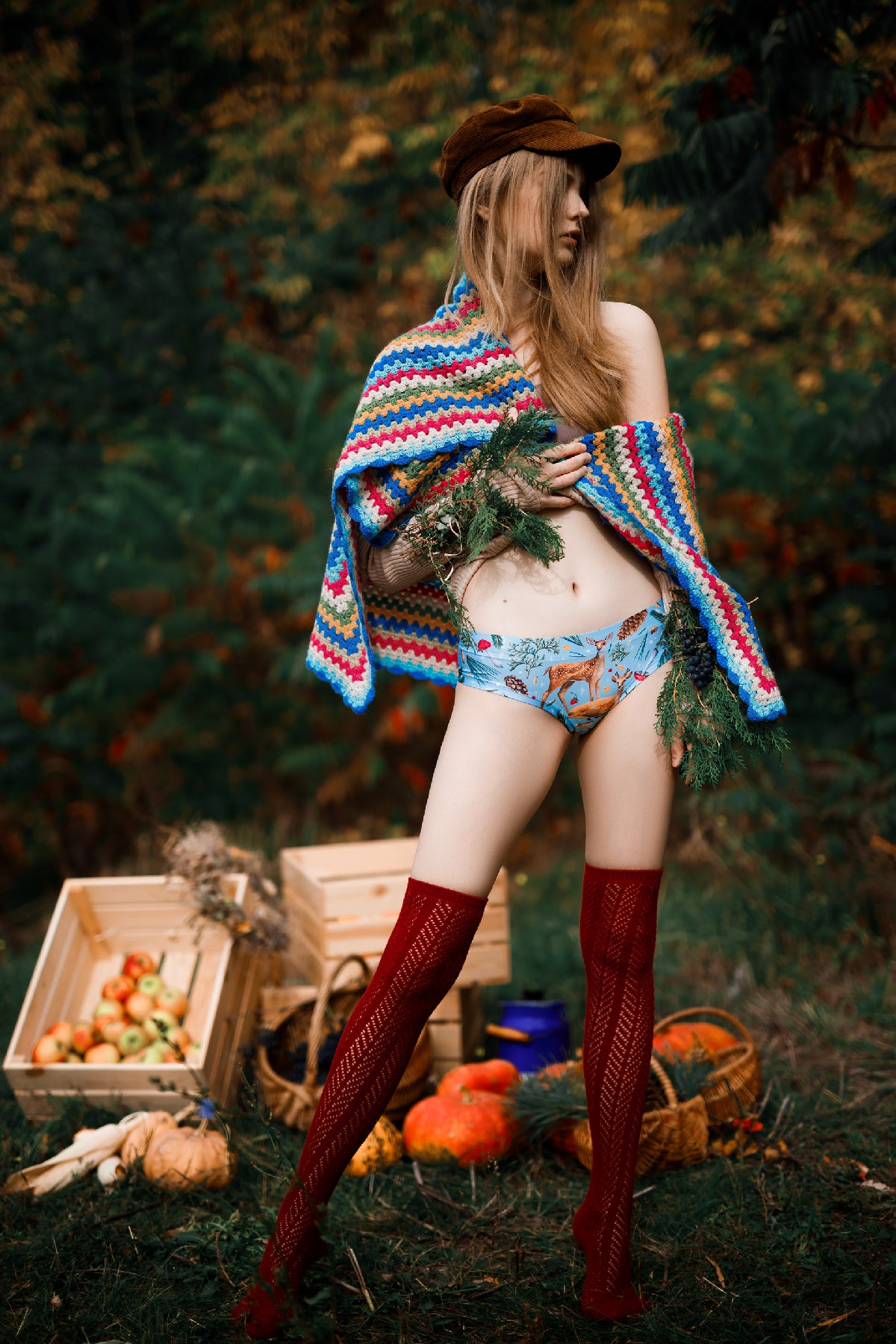 Трусики стринг с принтом Winter Fairytale Deer