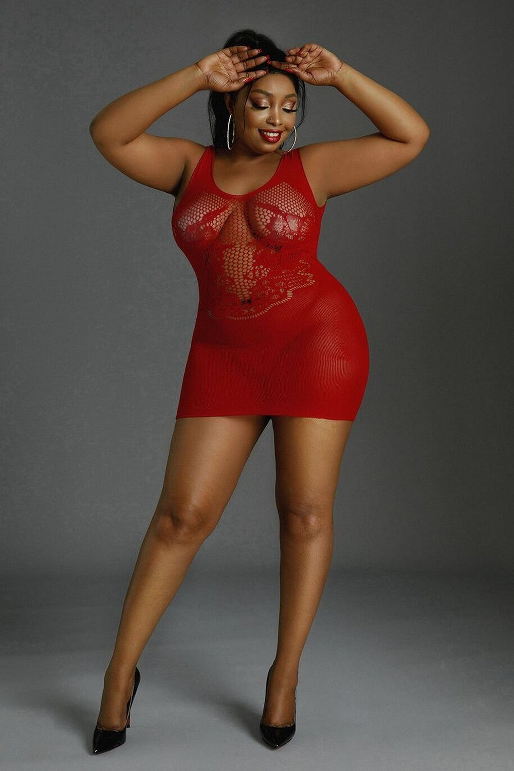 Платье сетка Plus Model 08 red
