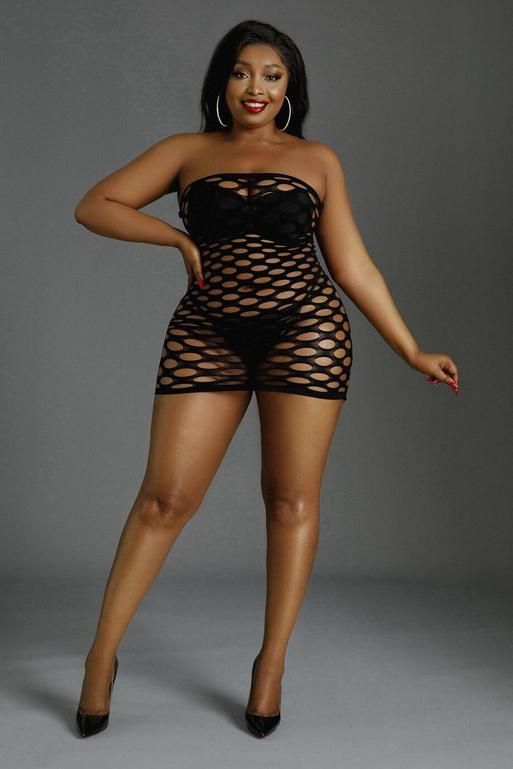 Платье сетка Plus Model 10 black