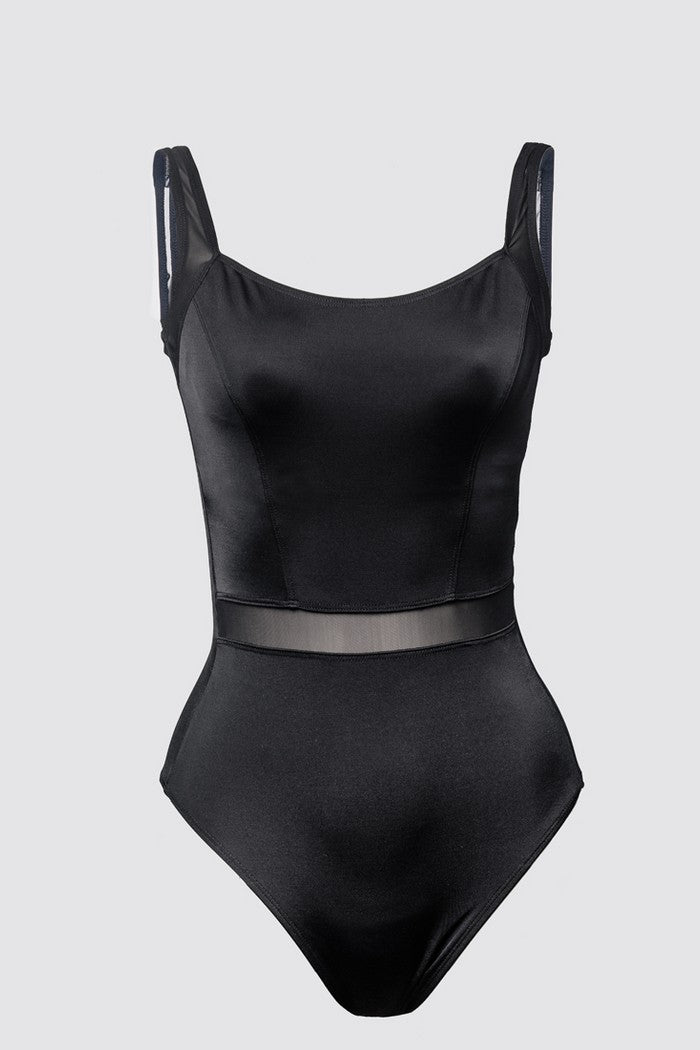 Цельный купальник танк с сеткой 01.6015 black