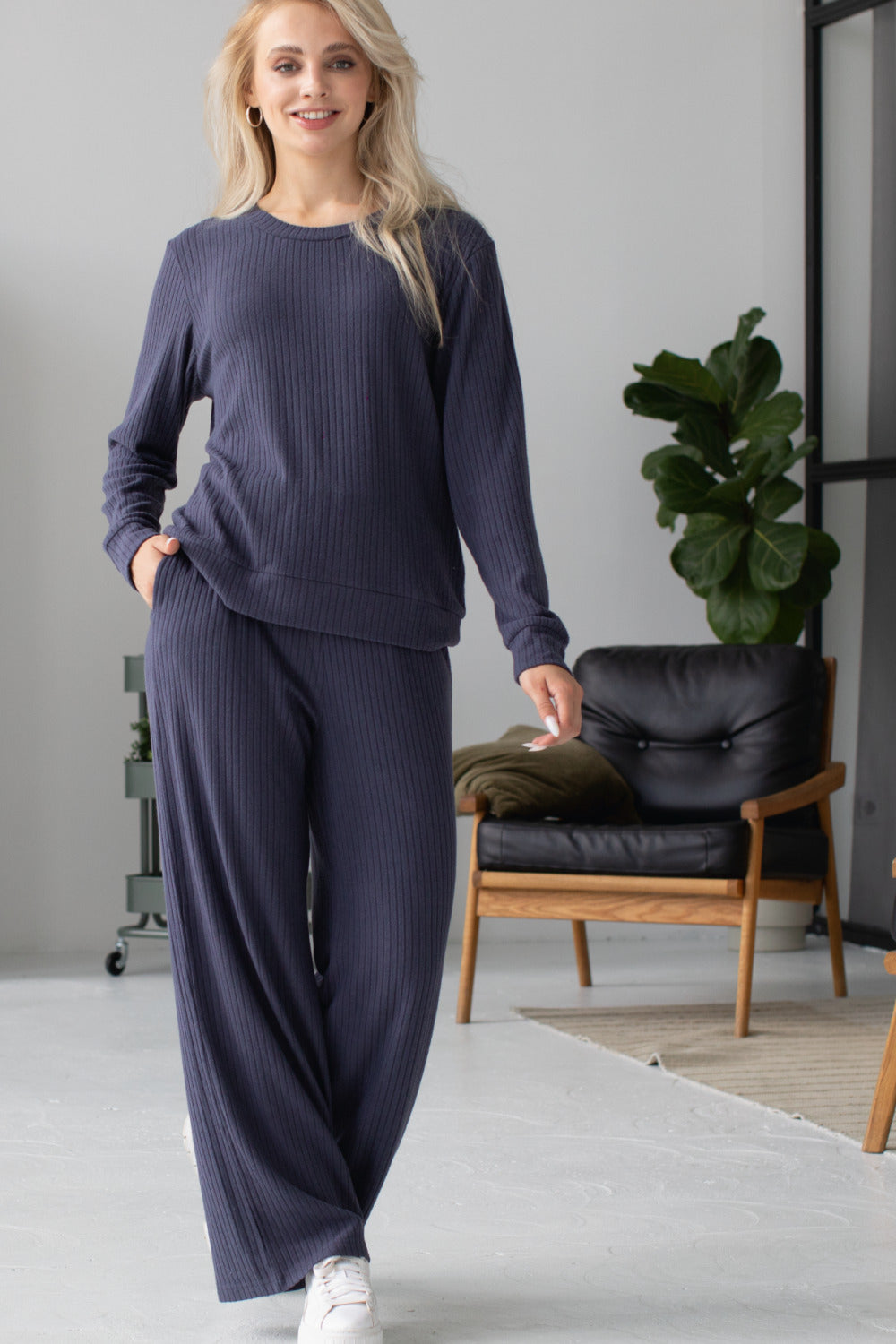 Домашний комплект в рубчик LH502-01 Viscose arctic night