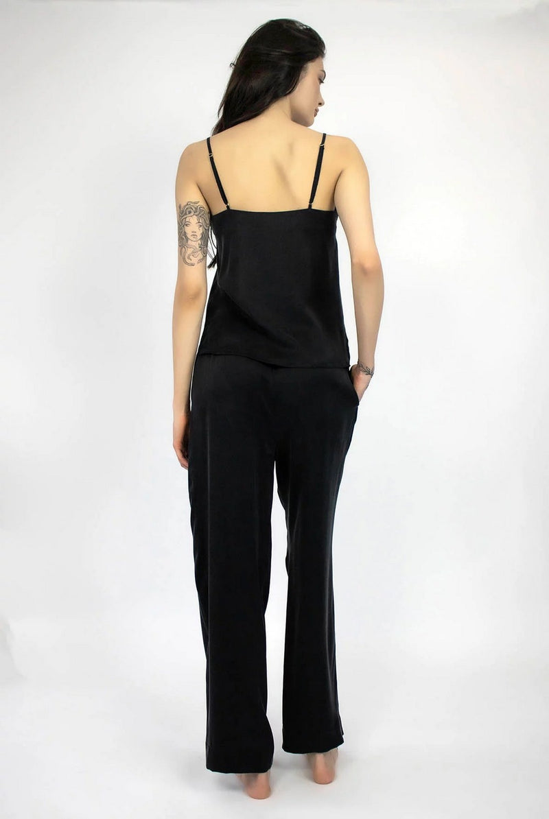 Шелковые пижамные брюки 241201-06 black