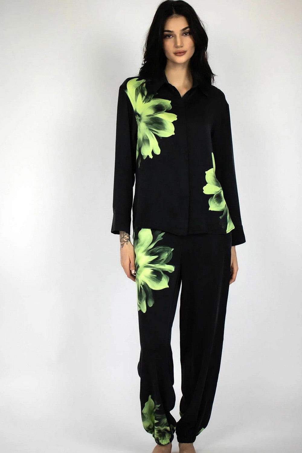 Шелковые брюки 241201-06 black/print