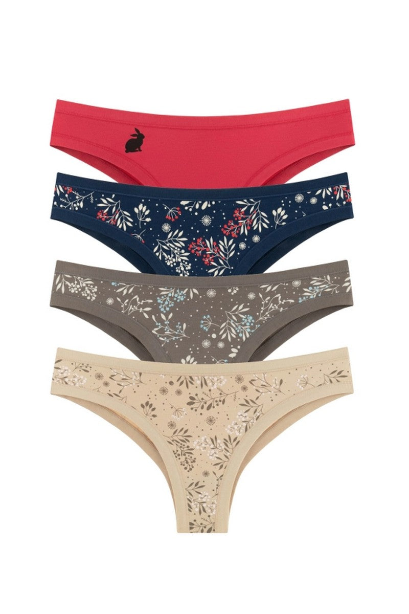 Хлопковые трусики бразилиана 200-20 (4 шт.) raspberry/beige/taupe/blue