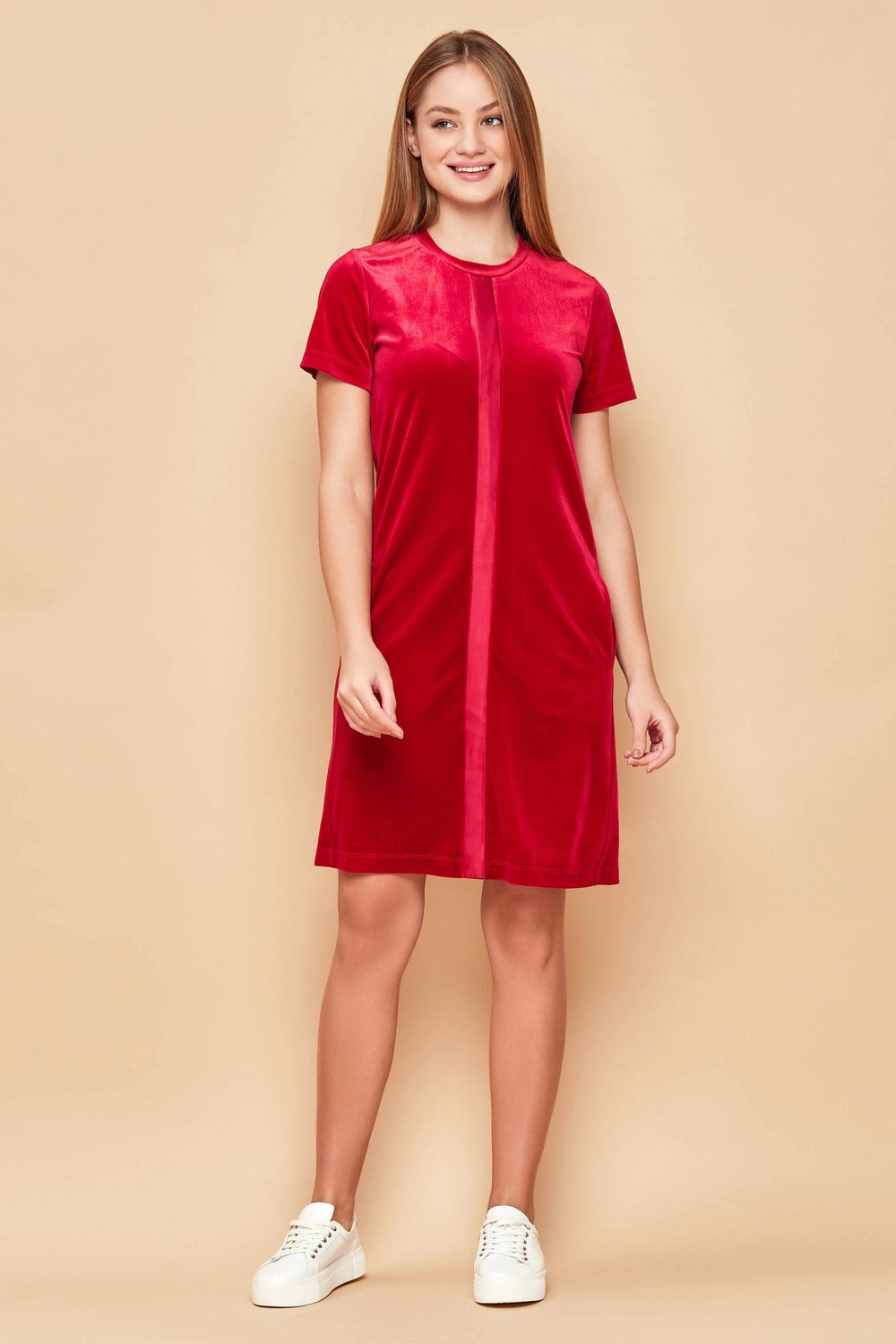 Платье с короткими рукавами 803-6069 crimson