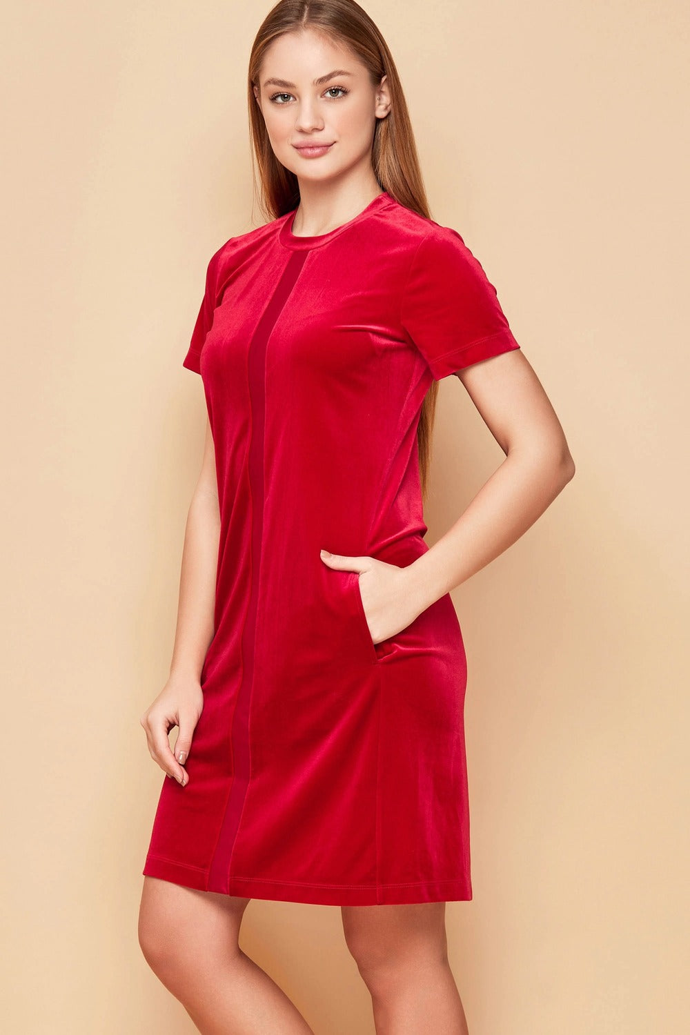 Платье с короткими рукавами 803-6069 crimson