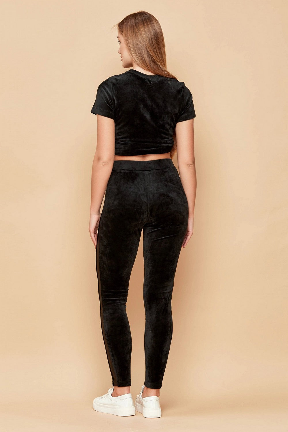 Зауженные брюки из велюра 803-6227 black
