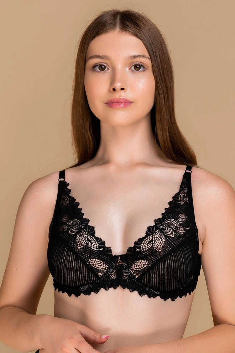 Напівдубльований бюстгальтер з мережива 807-056 black0