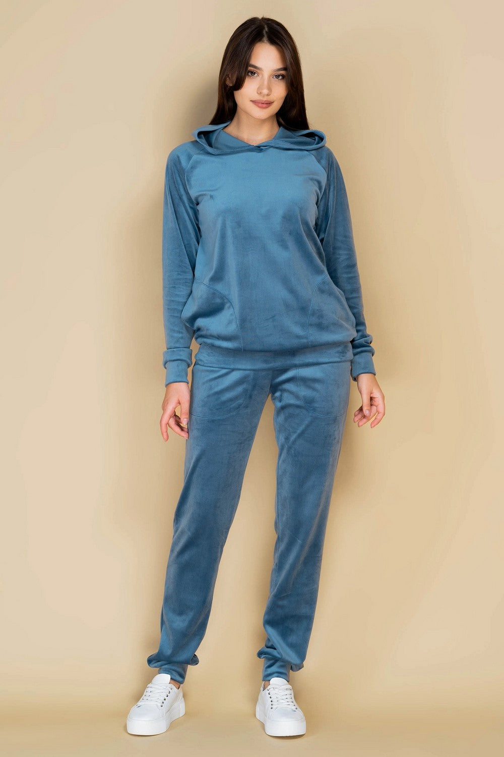 Велюровый комплект с капюшоном 807-6201 jeans