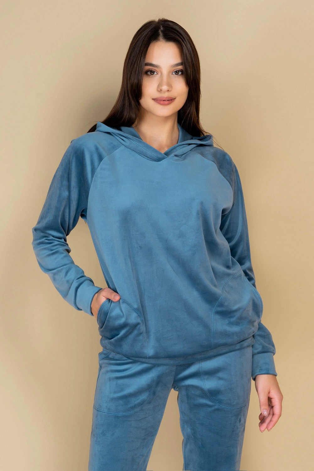 Велюровый комплект с капюшоном 807-6201 jeans