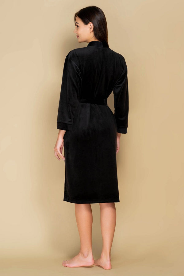 Велюровый халат с поясом 807-6741 black