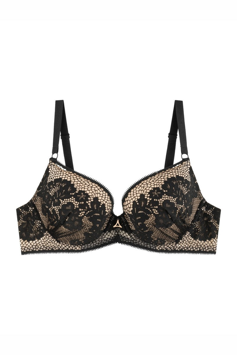 Формованный бюстгальтер с кружевом 808-011 black