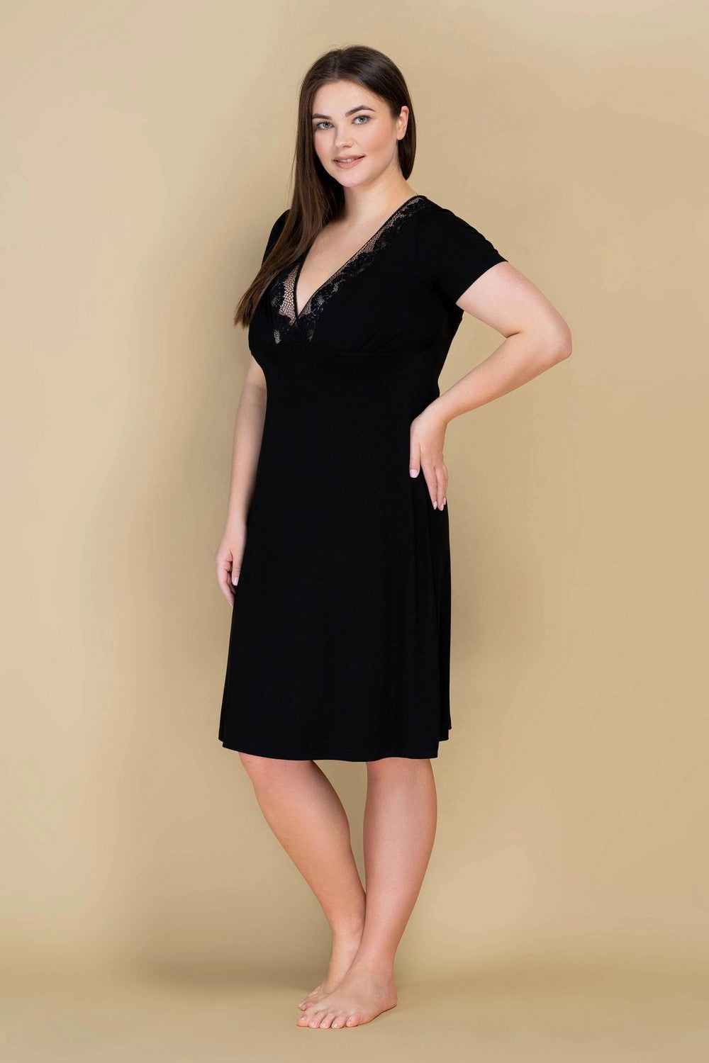 Сорочка из модала и кружева 808-6066 black