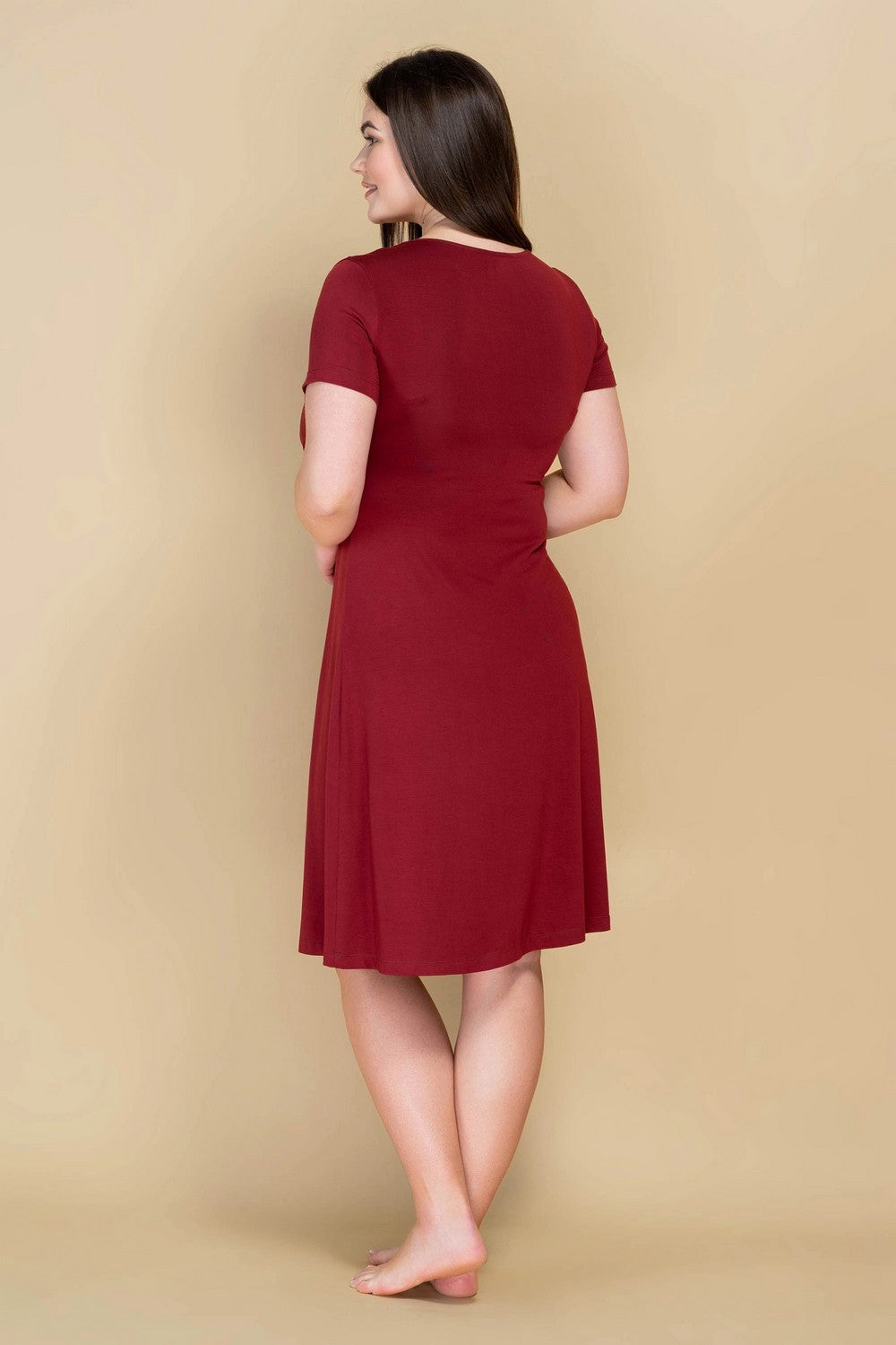 Сорочка из модала и кружева 808-6066 marsala