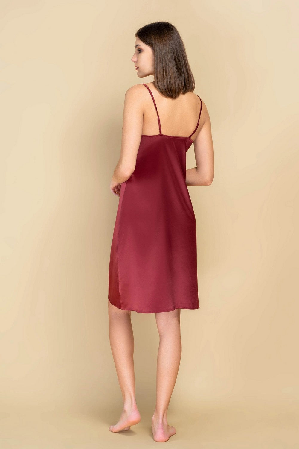 Сорочка с кружевным лифом 808-6088 marsala