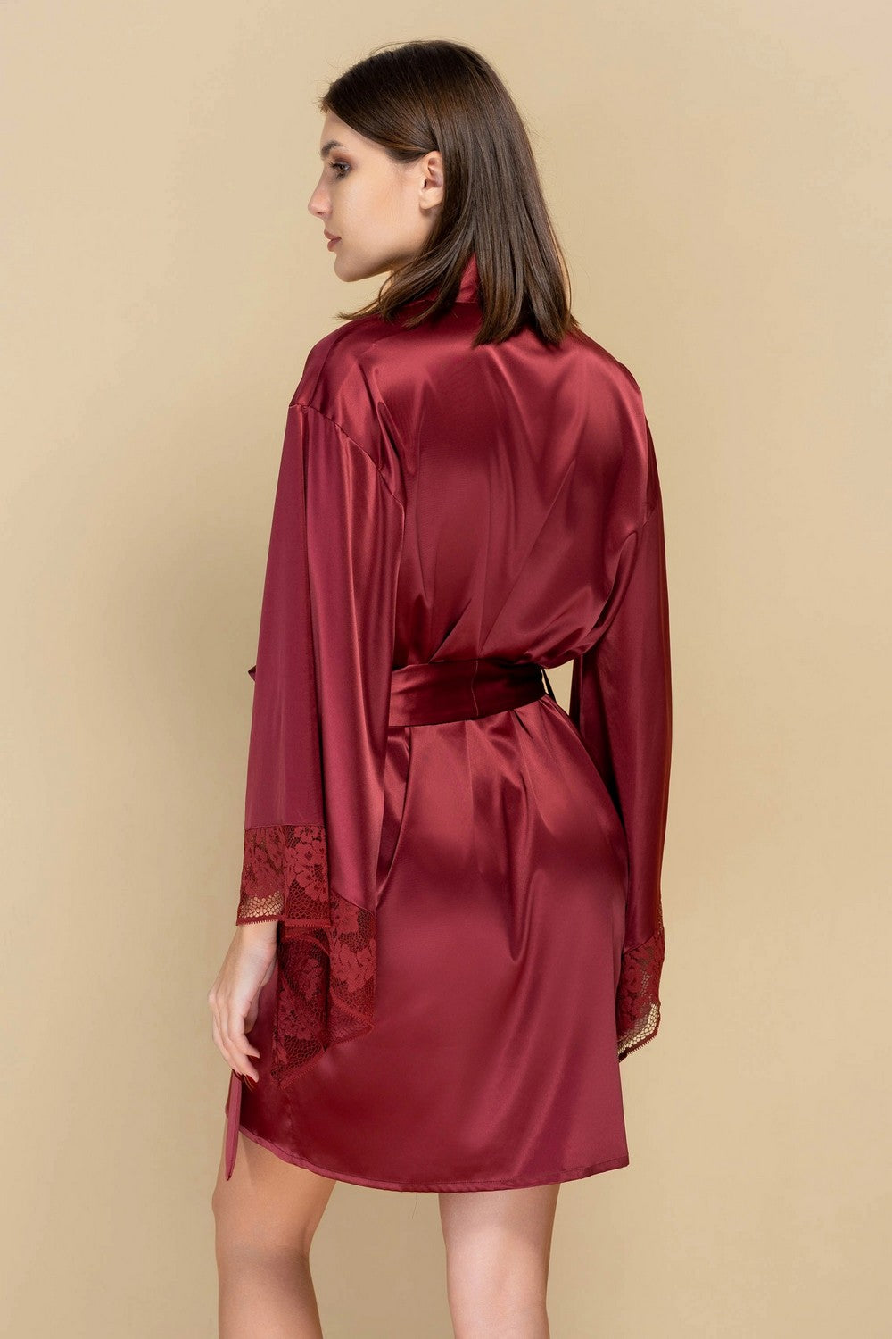 Халат с расклешенными рукавами 808-6748 marsala