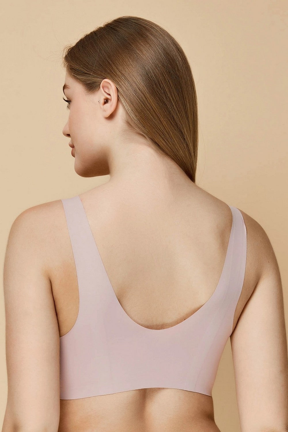 Бесшовный бра-топ с кружевом 873-072 gray lilac