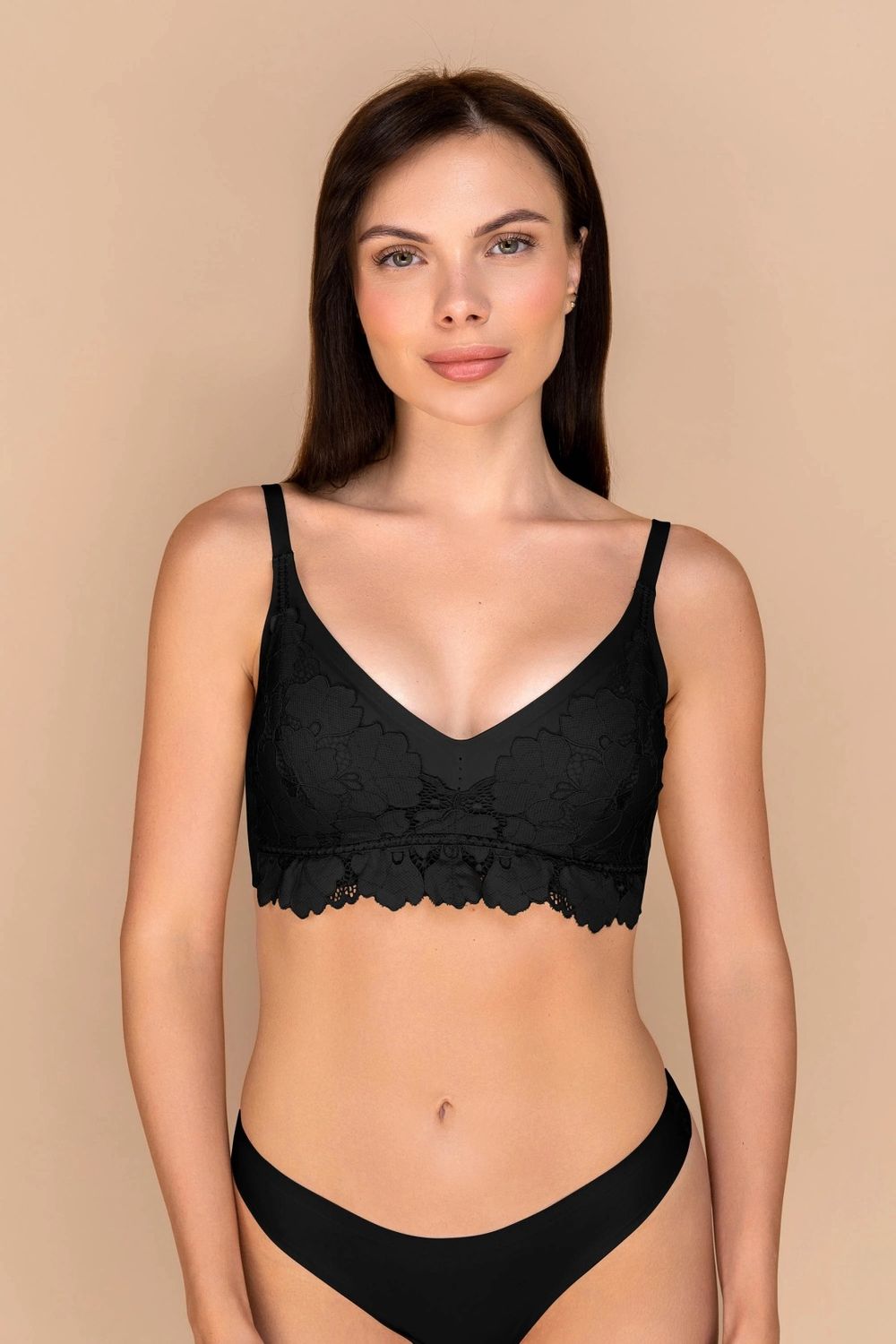 Бесшовный бюстгальтер из кружева и микрофибры 878-074 black