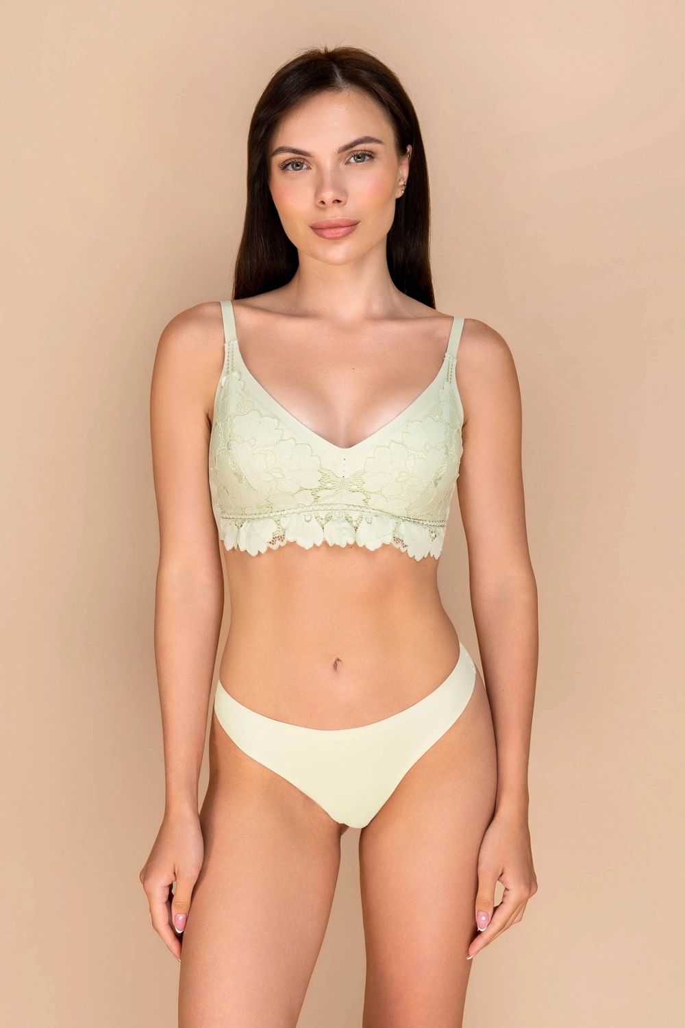 Бесшовный бюстгальтер из кружева и микрофибры 878-074 green