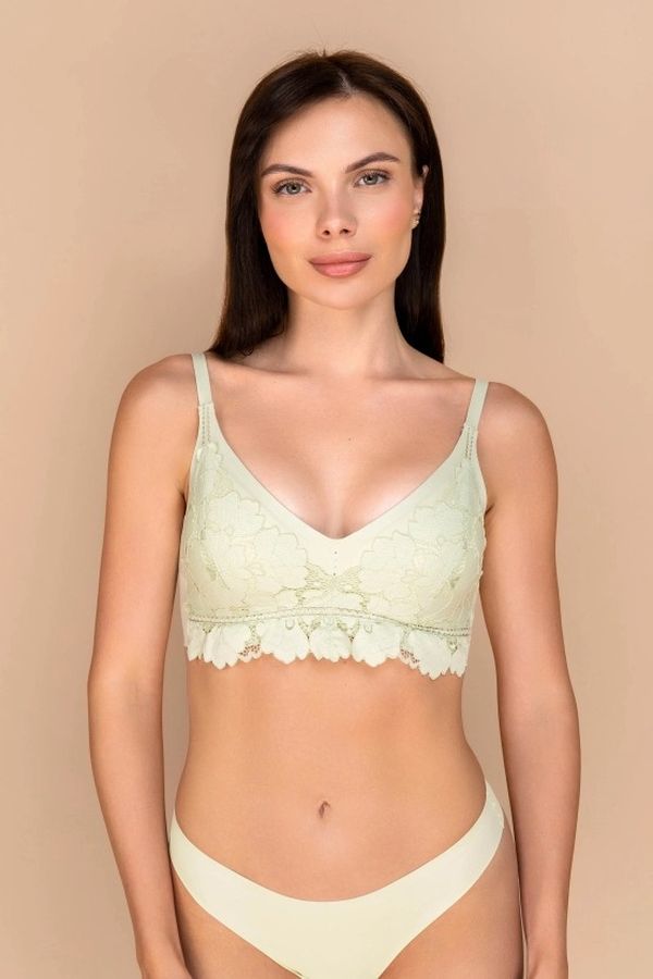 Бесшовный бюстгальтер из кружева и микрофибры 878-074 green