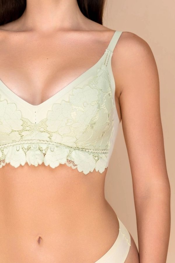 Бесшовный бюстгальтер из кружева и микрофибры 878-074 green