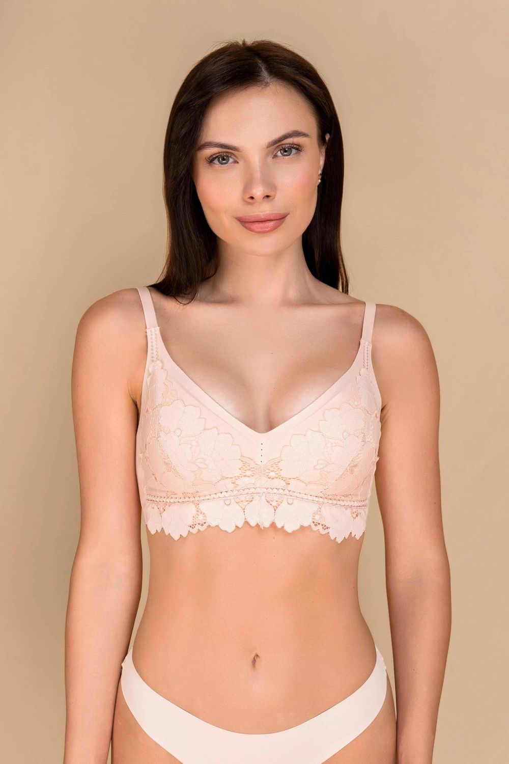 Бесшовный бюстгальтер из кружева и микрофибры 878-074 rose