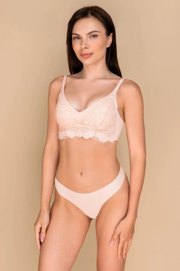 Бесшовный бюстгальтер из кружева и микрофибры 878-074 rose