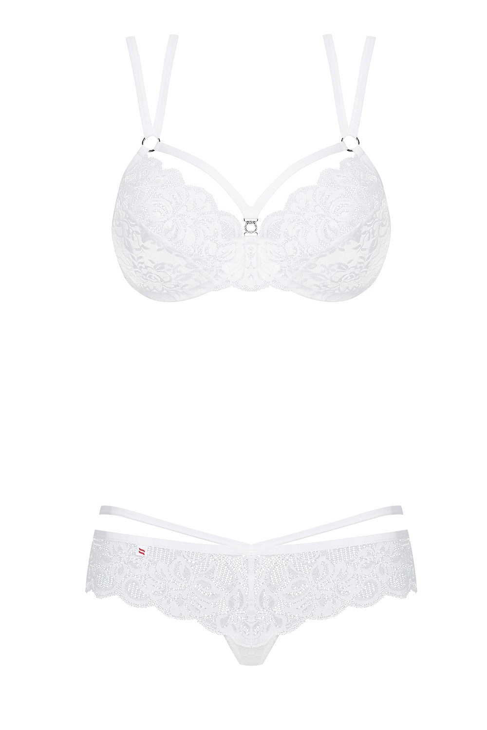 Кружевной комплект с декоративными бретелями 860-SET-2 white