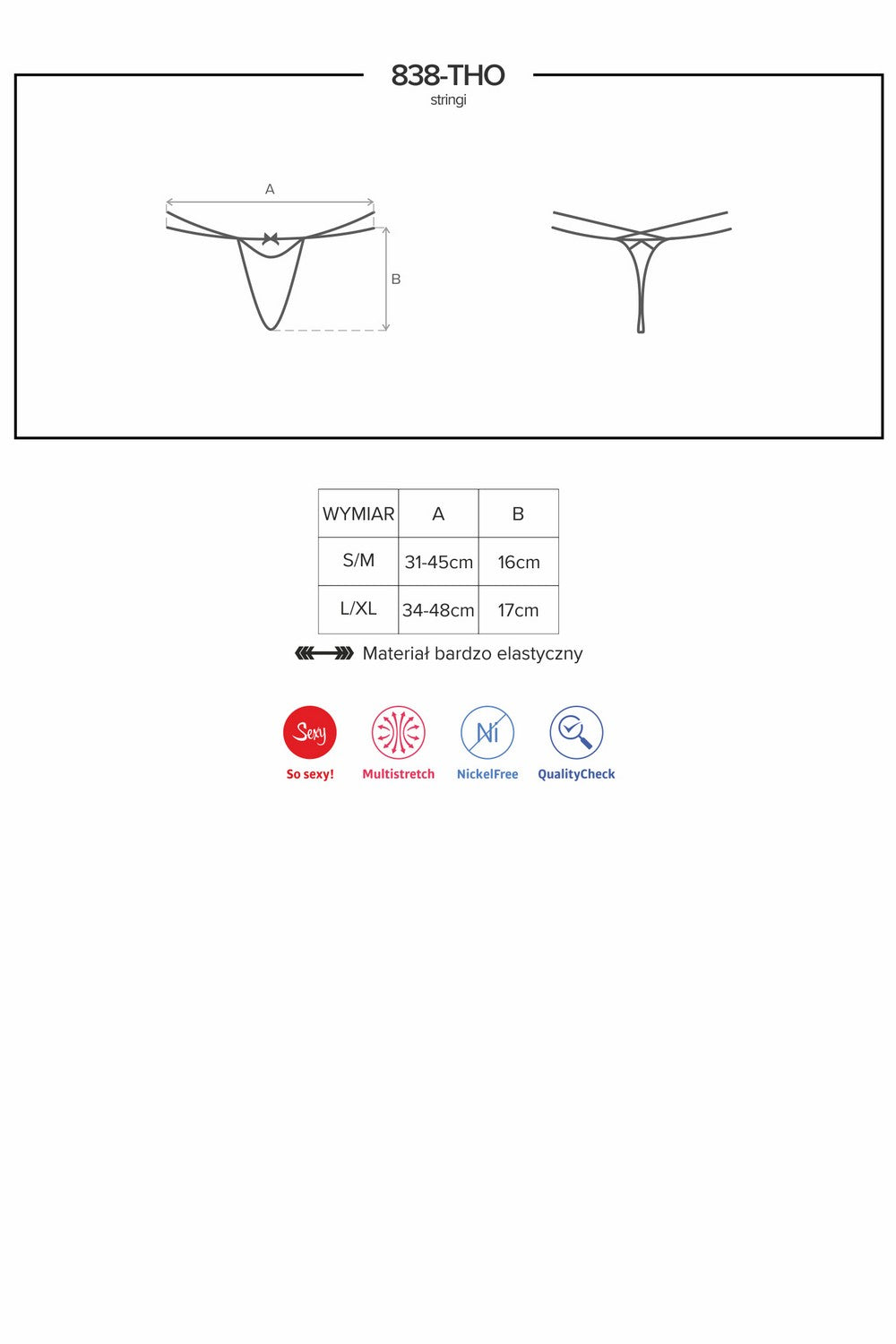 Кружевные стринги с двойными боковинками 838-THO-3