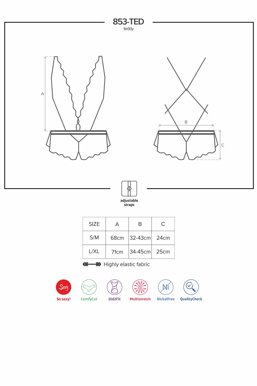 Кружевное боди с открытой спиной 853-TED-1