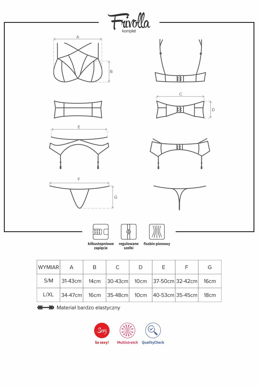 Кружевной эротический комплект с декоративными бретелями Frivolla