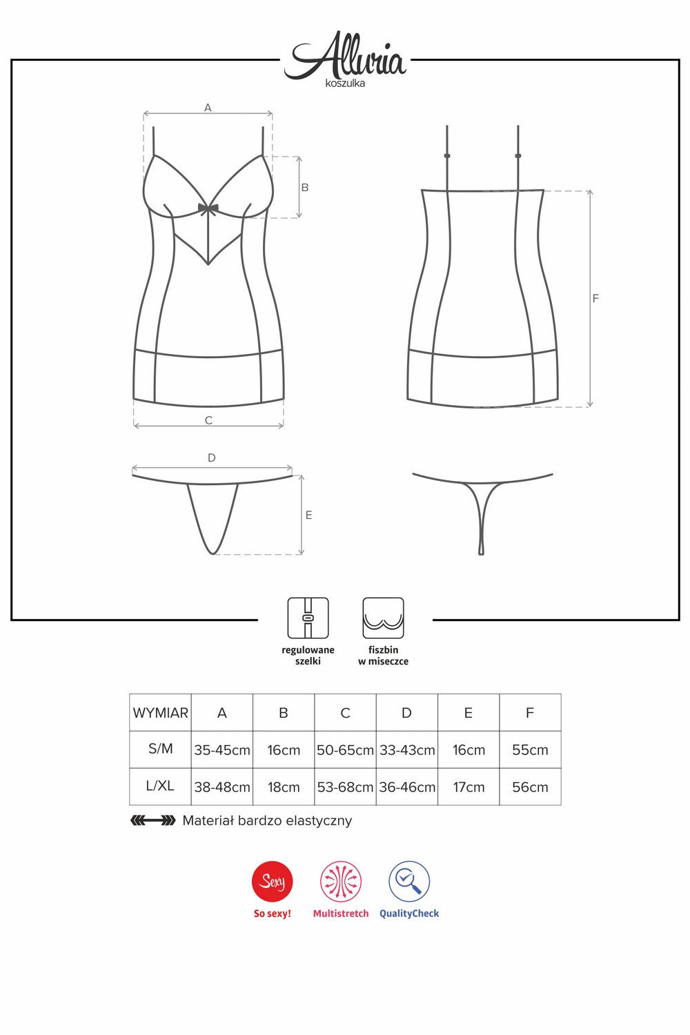 Облегающая эротическая сорочка с кружевом Alluria