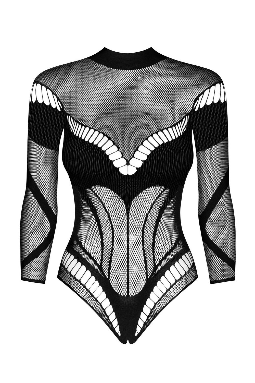 Эротическое боди с длинными рукавами B135 black