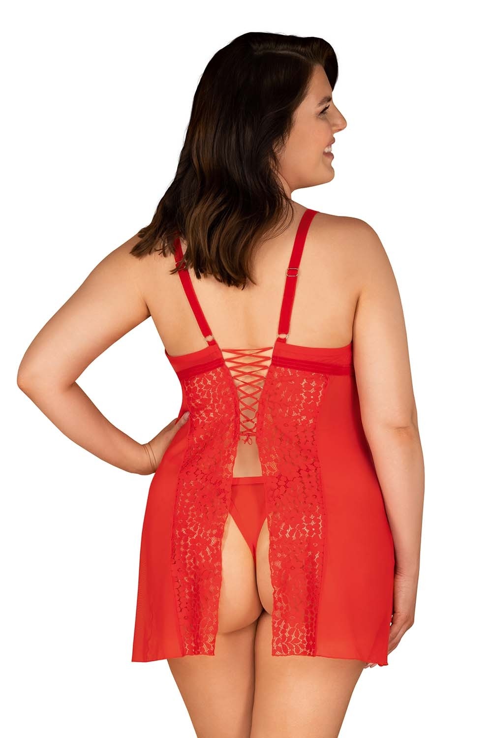Эротическая сорочка со шнуровкой Blossmina red