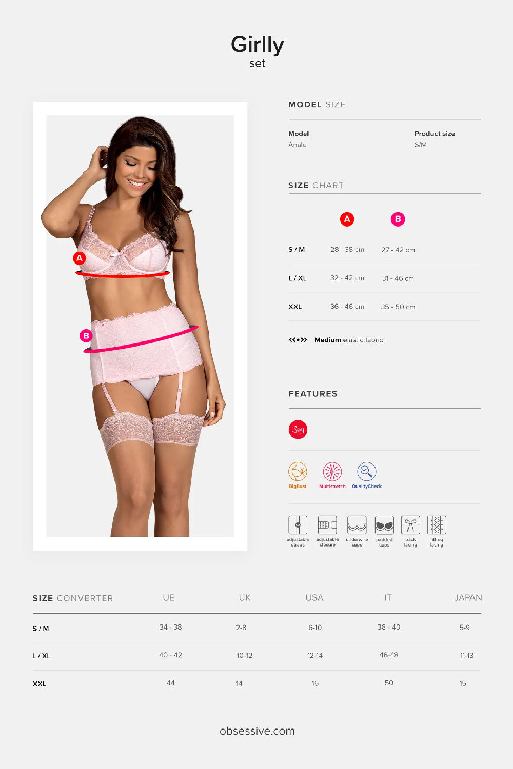 Кружевной комплект с широким поясом Girlly