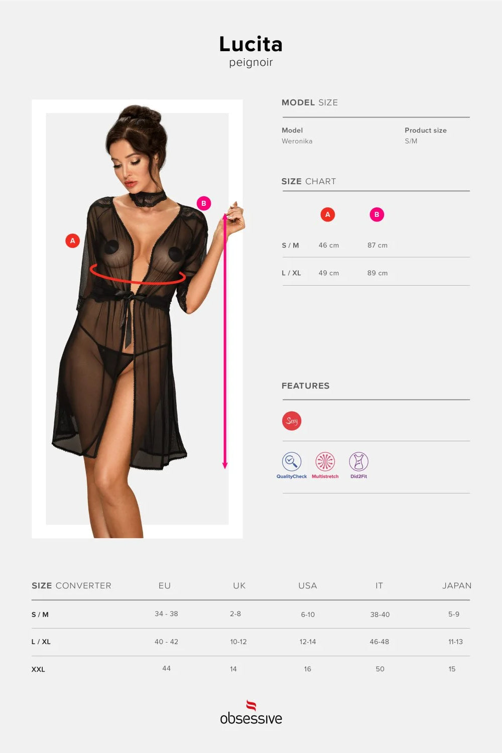 Прозрачный пеньюар из микросетки Lucita