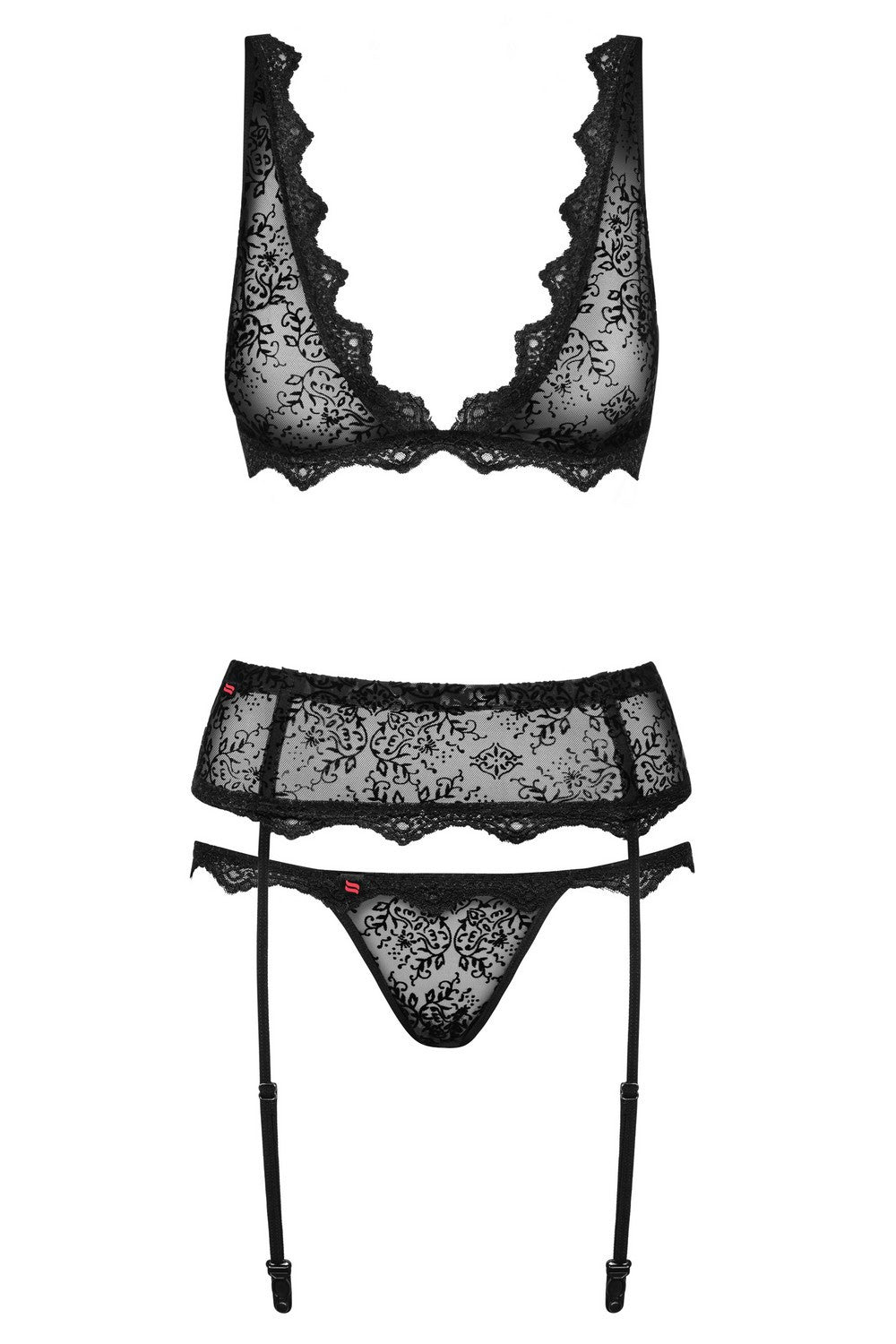 Черный комплект: бюст, пояс и стринги Emperita set