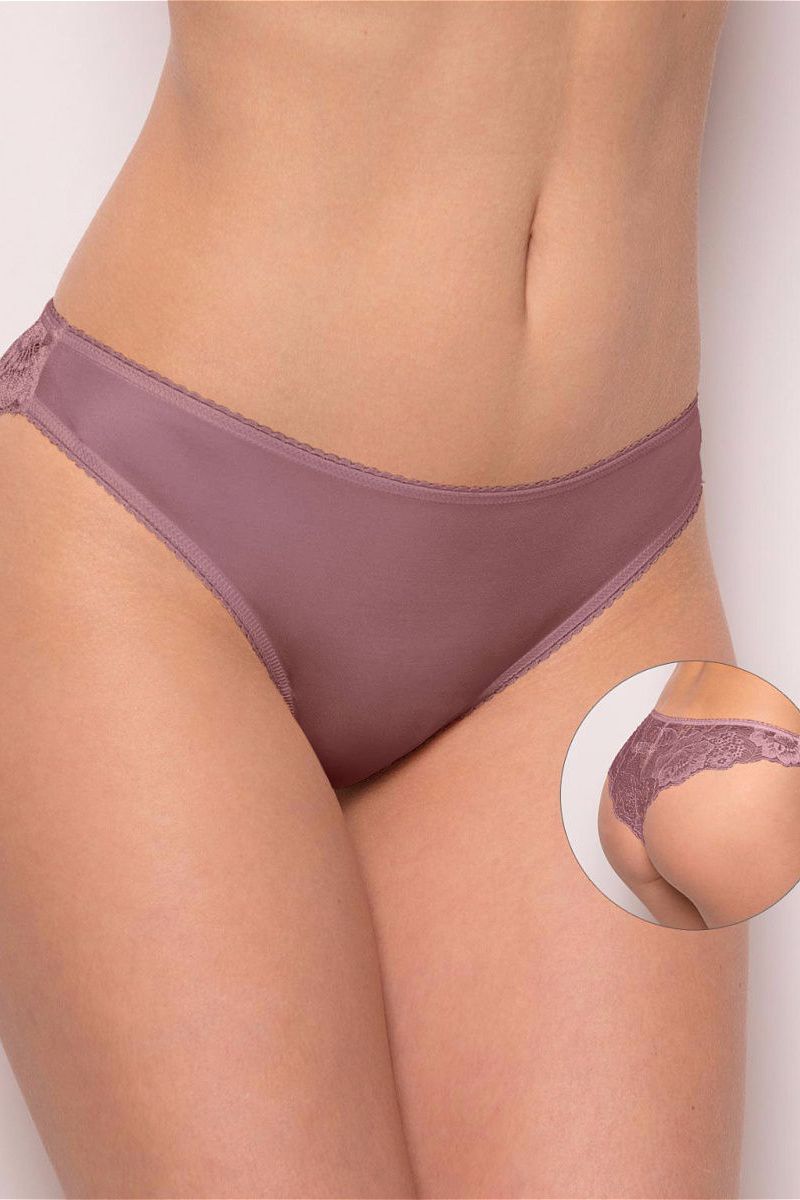 Трусики бразилиана с кружевом 236-208 coffee/rose