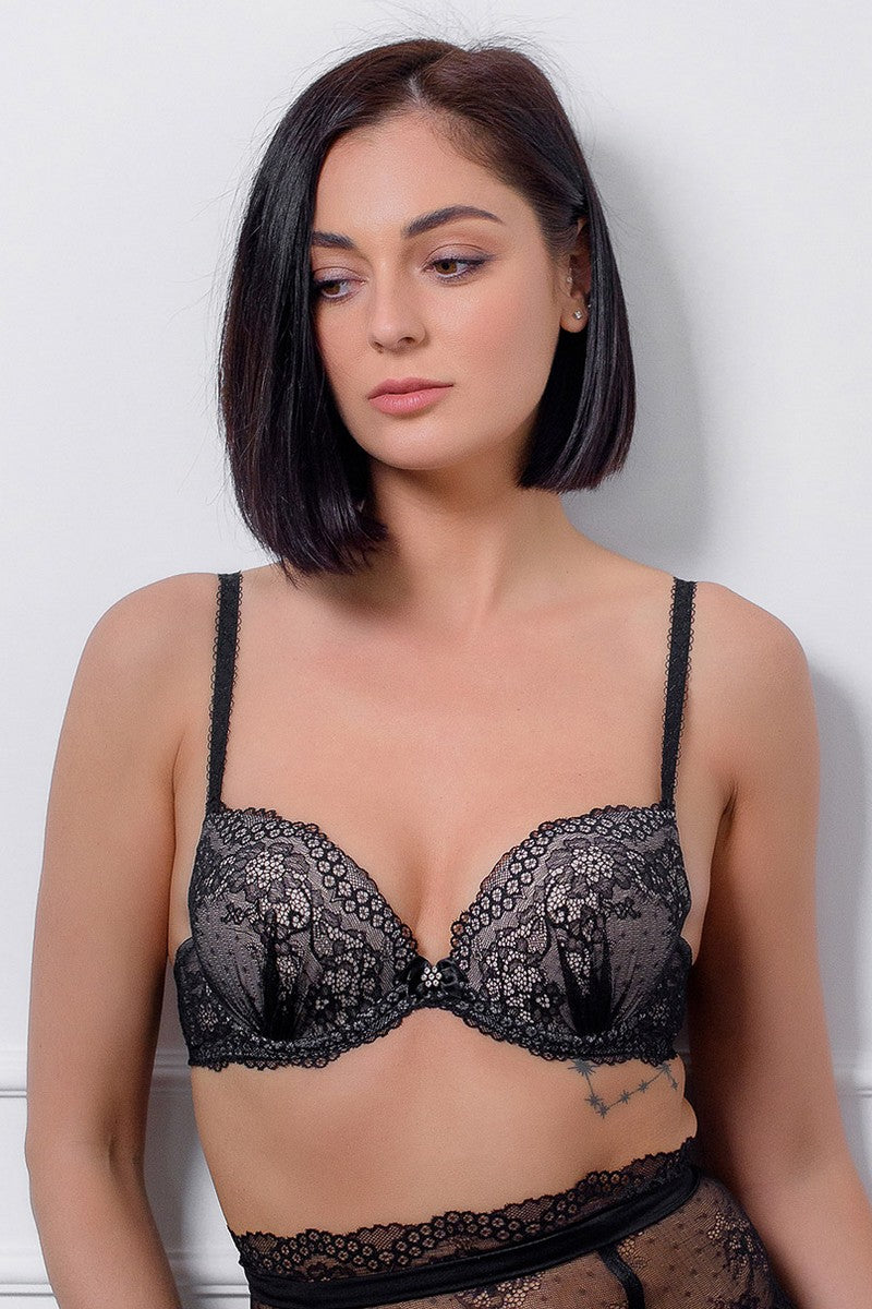 Бюстгальтер с силиконовым push-up 523-299 black/peony