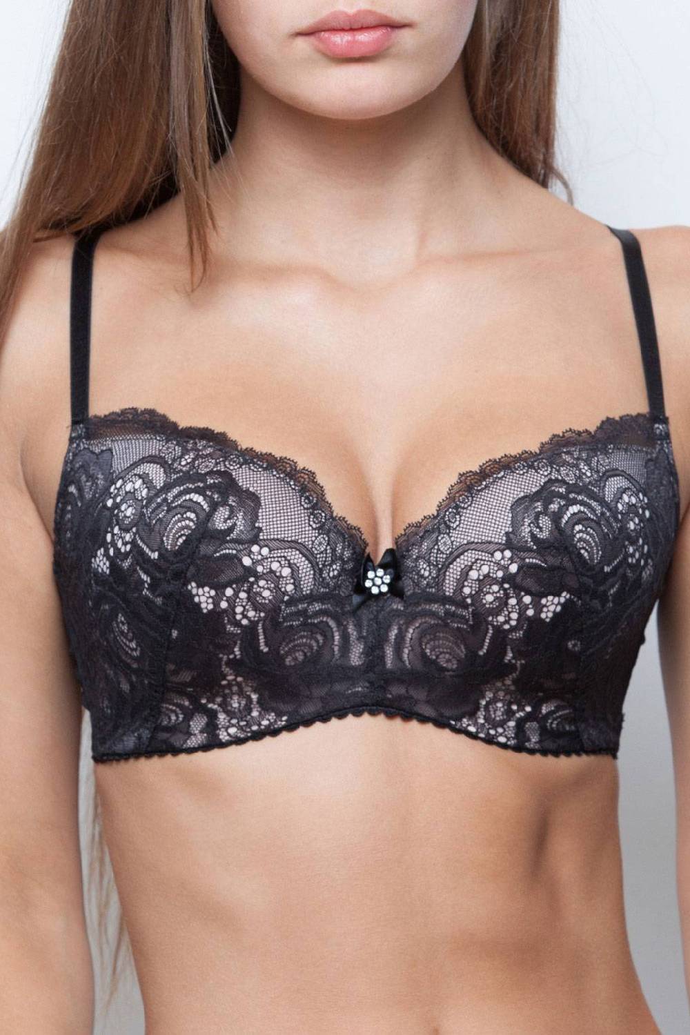 Кружевной бюстгальтер со скрытыми косточкми 587-437 black/peony