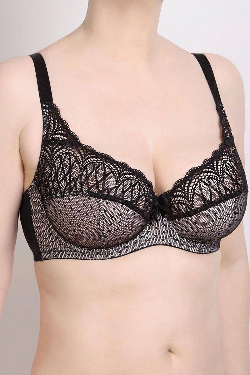 Мягкий бюстгальтер с кружевом 194-187 black/peony